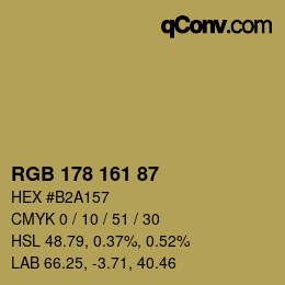 Código de color: RGB 178 161 87 | qconv.com