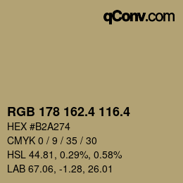 カラーコード: RGB 178 162.4 116.4 | qconv.com
