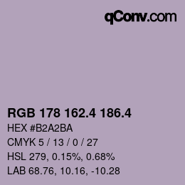 カラーコード: RGB 178 162.4 186.4 | qconv.com