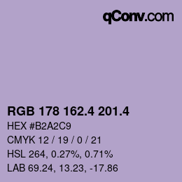 カラーコード: RGB 178 162.4 201.4 | qconv.com