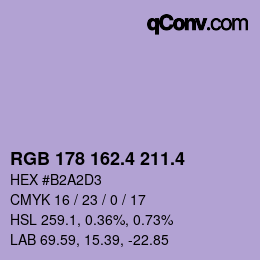カラーコード: RGB 178 162.4 211.4 | qconv.com