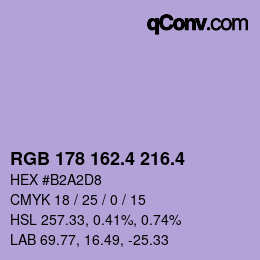 カラーコード: RGB 178 162.4 216.4 | qconv.com