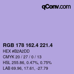 カラーコード: RGB 178 162.4 221.4 | qconv.com