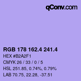 カラーコード: RGB 178 162.4 241.4 | qconv.com
