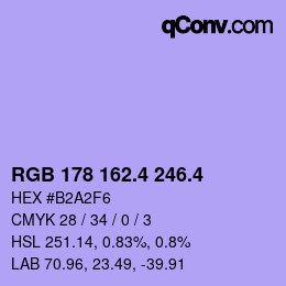 カラーコード: RGB 178 162.4 246.4 | qconv.com