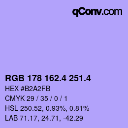 カラーコード: RGB 178 162.4 251.4 | qconv.com