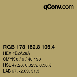 カラーコード: RGB 178 162.8 106.4 | qconv.com