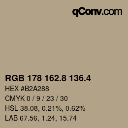 カラーコード: RGB 178 162.8 136.4 | qconv.com