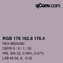 カラーコード: RGB 178 162.8 176.4 | qconv.com