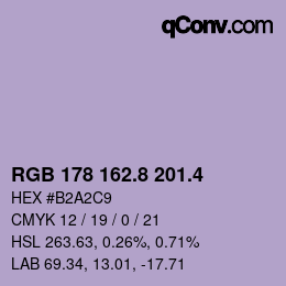 カラーコード: RGB 178 162.8 201.4 | qconv.com