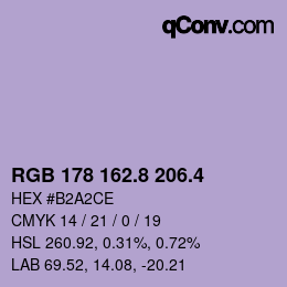 カラーコード: RGB 178 162.8 206.4 | qconv.com