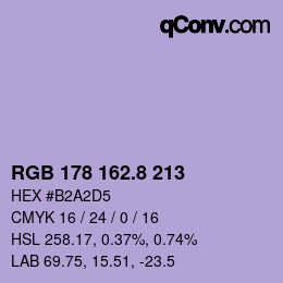Color code: RGB 178 162.8 213 | qconv.com