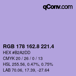 カラーコード: RGB 178 162.8 221.4 | qconv.com
