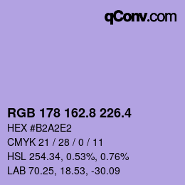 カラーコード: RGB 178 162.8 226.4 | qconv.com