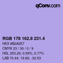 カラーコード: RGB 178 162.8 231.4 | qconv.com