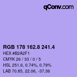 カラーコード: RGB 178 162.8 241.4 | qconv.com