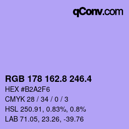 カラーコード: RGB 178 162.8 246.4 | qconv.com