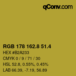 カラーコード: RGB 178 162.8 51.4 | qconv.com