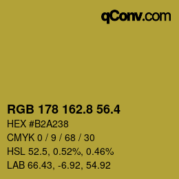 カラーコード: RGB 178 162.8 56.4 | qconv.com