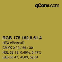 カラーコード: RGB 178 162.8 61.4 | qconv.com