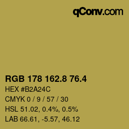カラーコード: RGB 178 162.8 76.4 | qconv.com