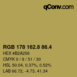 カラーコード: RGB 178 162.8 86.4 | qconv.com