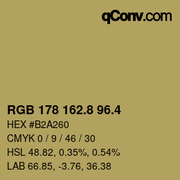 カラーコード: RGB 178 162.8 96.4 | qconv.com
