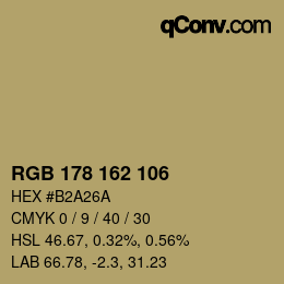Color code: RGB 178 162 106 | qconv.com