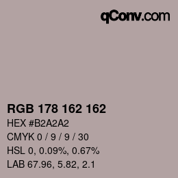 カラーコード: RGB 178 162 162 | qconv.com