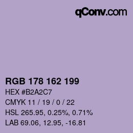 Color code: RGB 178 162 199 | qconv.com