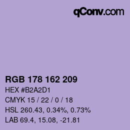 Color code: RGB 178 162 209 | qconv.com