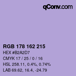 カラーコード: RGB 178 162 215 | qconv.com