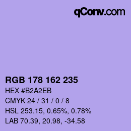 Color code: RGB 178 162 235 | qconv.com