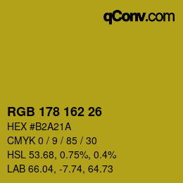颜色代码: RGB 178 162 26 | qconv.com