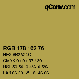 Color code: RGB 178 162 76 | qconv.com