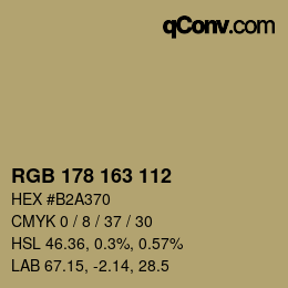 颜色代码: RGB 178 163 112 | qconv.com