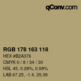 Farbcode: RGB 178 163 118 | qconv.com