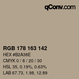 Color code: RGB 178 163 142 | qconv.com