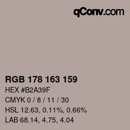 颜色代码: RGB 178 163 159 | qconv.com