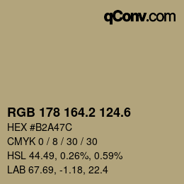 カラーコード: RGB 178 164.2 124.6 | qconv.com