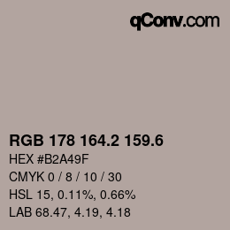 カラーコード: RGB 178 164.2 159.6 | qconv.com