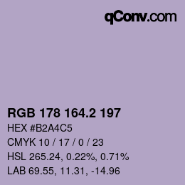 Color code: RGB 178 164.2 197 | qconv.com