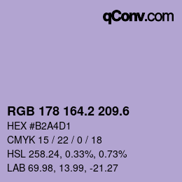 カラーコード: RGB 178 164.2 209.6 | qconv.com