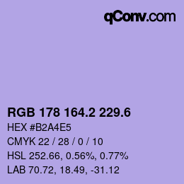 カラーコード: RGB 178 164.2 229.6 | qconv.com