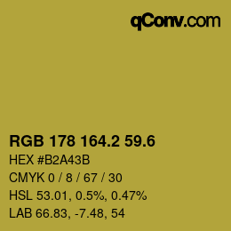カラーコード: RGB 178 164.2 59.6 | qconv.com