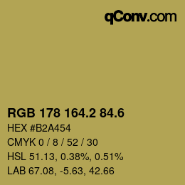 カラーコード: RGB 178 164.2 84.6 | qconv.com