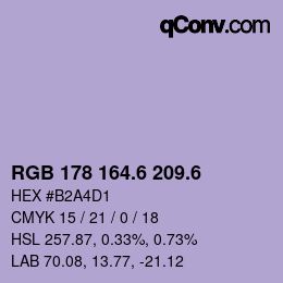 カラーコード: RGB 178 164.6 209.6 | qconv.com