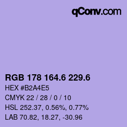 カラーコード: RGB 178 164.6 229.6 | qconv.com