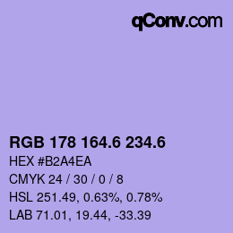 カラーコード: RGB 178 164.6 234.6 | qconv.com