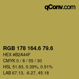 カラーコード: RGB 178 164.6 79.6 | qconv.com